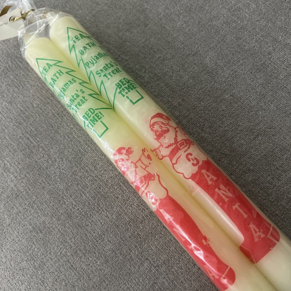 Vintage Sealed 9” Irish Santa Christmas Eve Taper Candles Celebration Candle Co